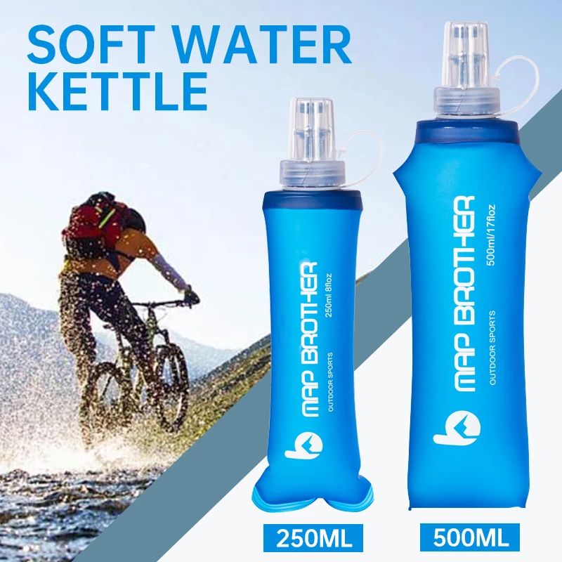 Outdoor sports kettle Collapsible silicone soft flask Water bottle Camping running sports bike soft bottle 250ml 500ml water bag