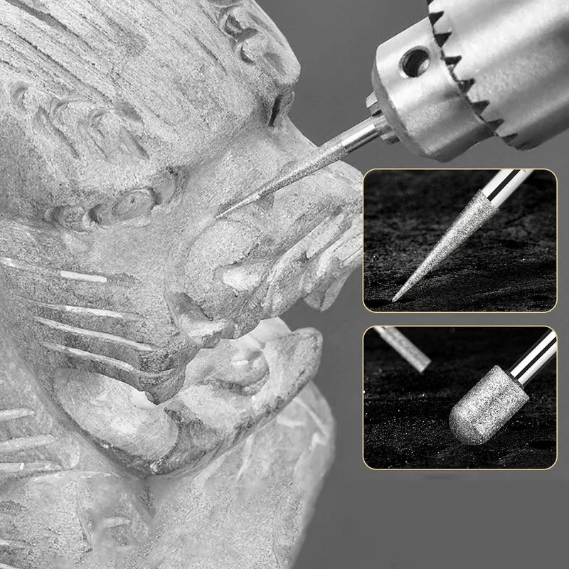 30개 샹크 다이아몬드 버 세트 박스 포함 드레멜 전동 그라인더 파워 액세서리 연마 드릴 비트 로터리 툴 세트 2.35/3mm