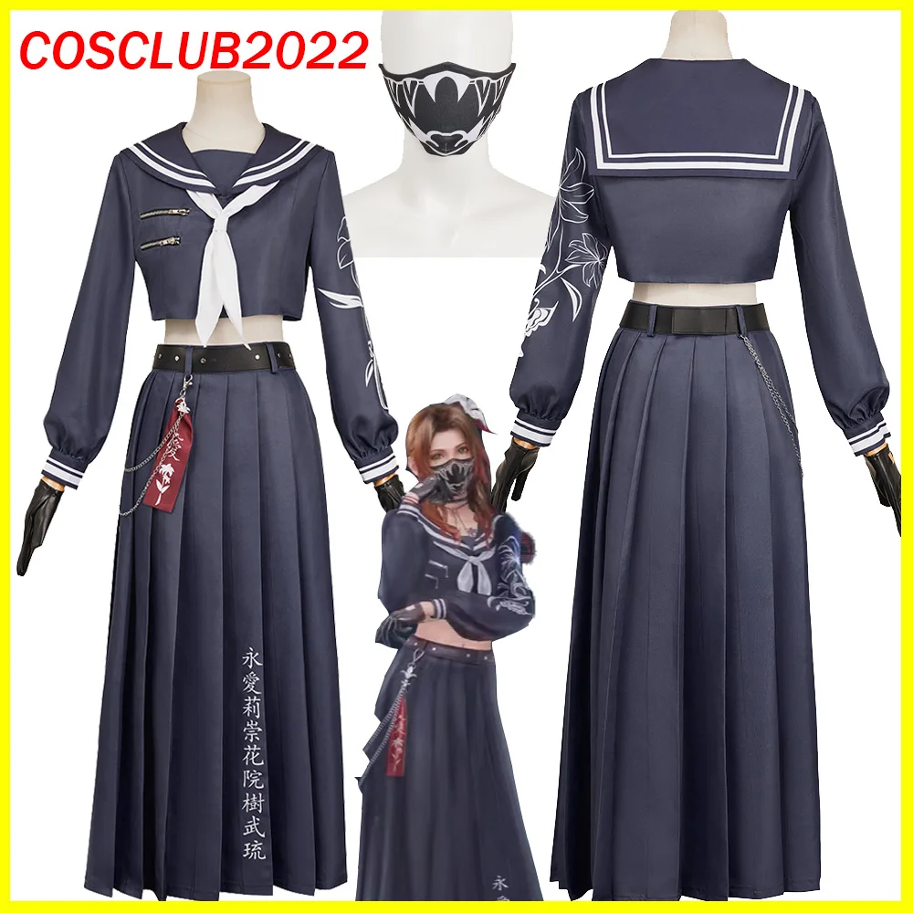 

Aerith Cosplay Shirt Skirt Mask Costume Final Game Fantasy Roleplay Uniform Cloth Outfits Halloween Carnival Party Disguise Suit