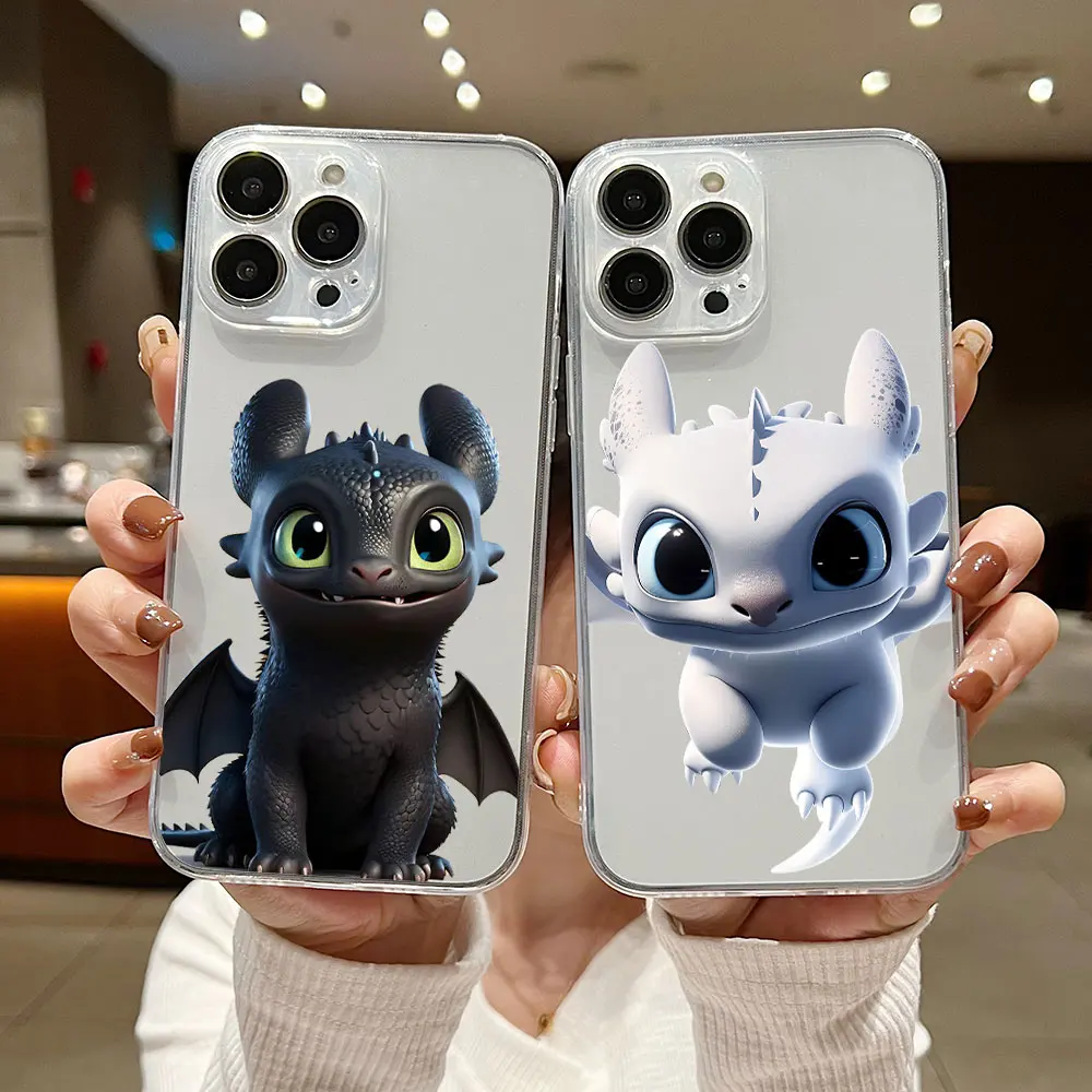 Lovely couple Toothless Fury Dragon Phone Case For iPhone 15 14 13 12 11 Mini Pro Max X XR XSMax 7 8 Plus SE20 Transparent Cover