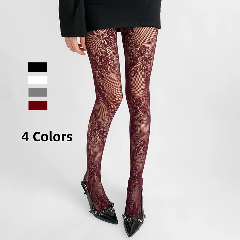 2025 nuevas medias para mujer, medias sexis de encaje Floral hasta el muslo, pantimedias, lencería, medias de rejilla, medias de malla a la moda