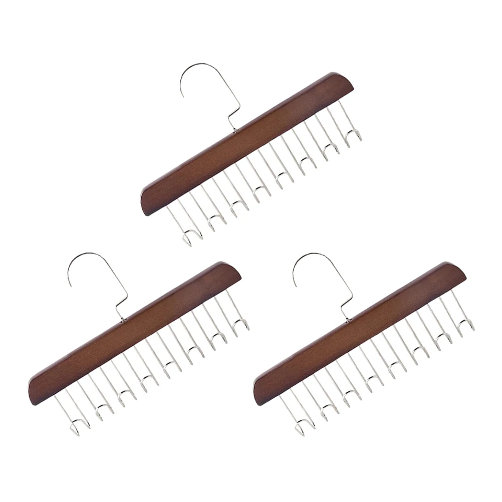 

3Pcs Multipurpose Closet Hanger 8 Hooks Space Saving Organizer Wooden Scarf Tie Belt Storage Rack Scarf Organizer for Closet