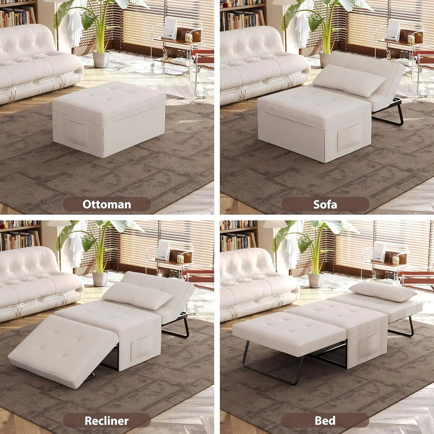 Sofá cadeira cama sofá-cama 4 em 1 otomano dobrável multifuncional com armazenamento corredor chaise lounge