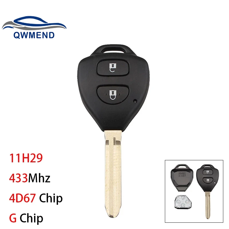 

QWMEND 11H29 Smart Car Key fob for Toyota RAV4 Corolla (Europe) 2006-2010 Car Remote Key 433Mhz 4D67 Chip G Chip