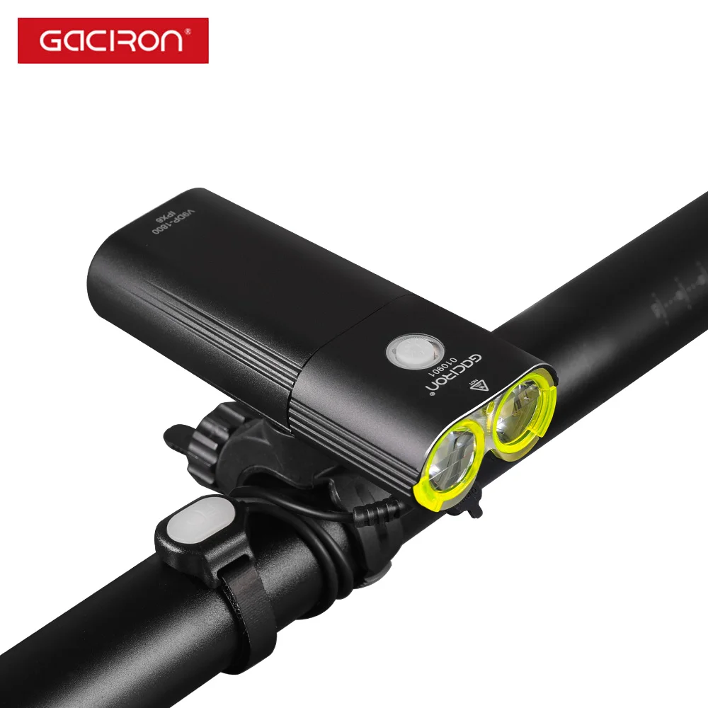 GACIRON V9DP 1800Lumens Bicycle Front Light Bike Accessories IPX6 Waterproof 5000mAh Rechargeable Flashlight Bike Headlight