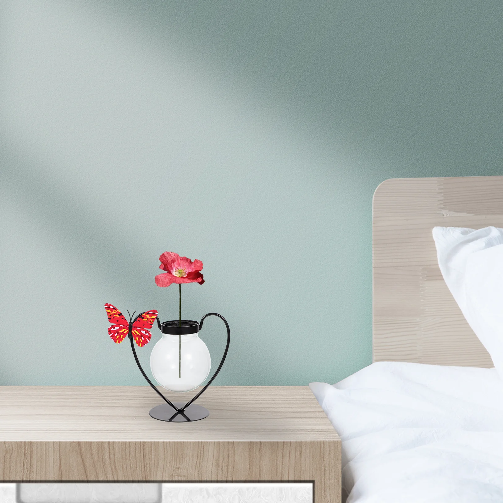 

Glass Hydroponic Vase Iron Art Rack Beautiful Plant Container Tulips Office Festival Gift Glass Vase