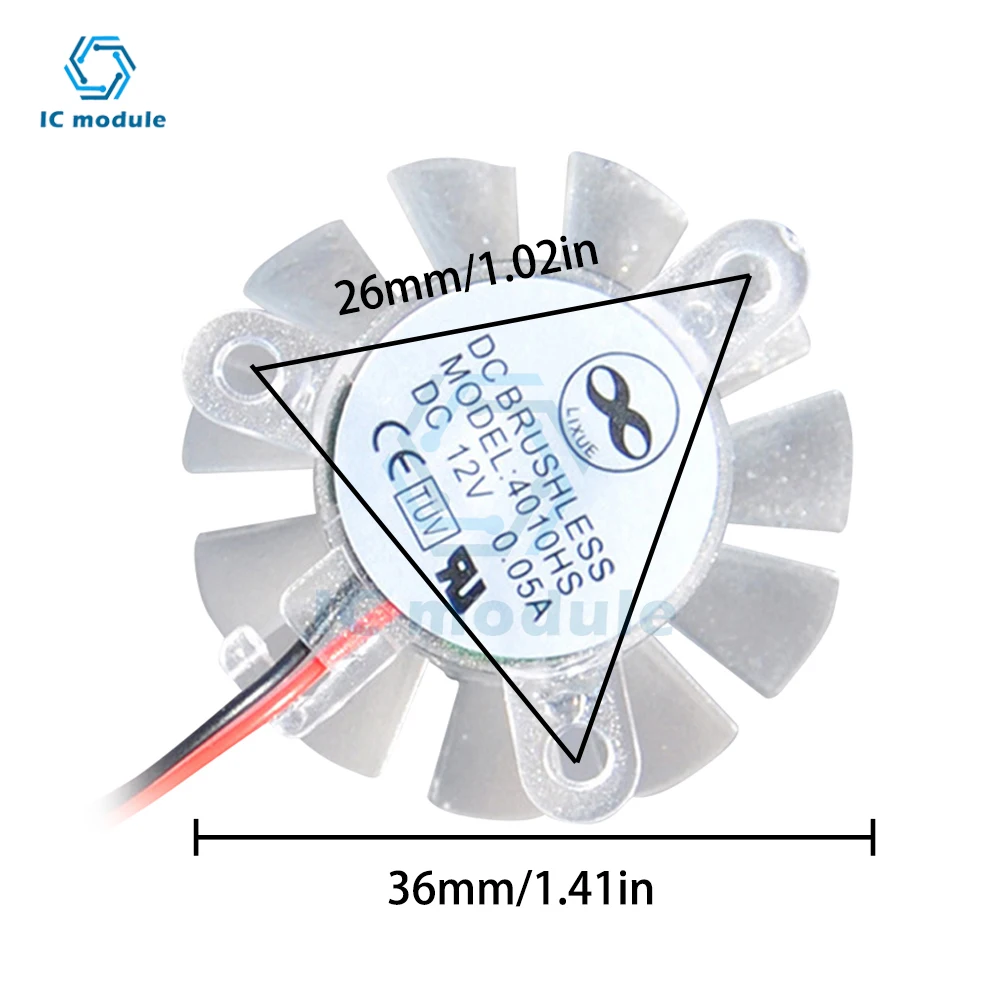 35MM Diameter DC12V 4010 oil-containing small computer cooling fan with XH2.0 interface cable length 9cm