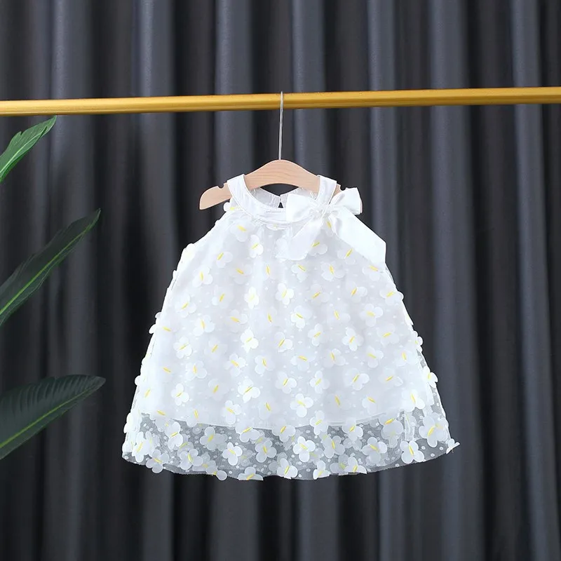 Ropa para niños pequeños, vestidos de verano para niña, fiesta de cumpleaños, princesa de hadas de flores, vestido de noche con lazo dulce