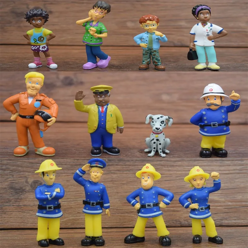 

12PCS/Set Genuine Firefighter Sam Little Lifeguard Action Figure Cartoon Animation Character Model PVC Ornaments Boy Gift Toy