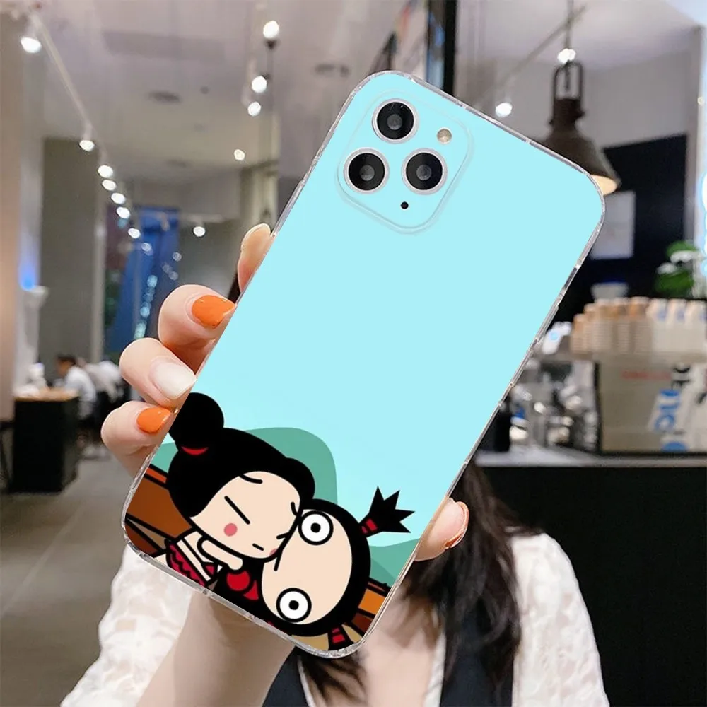 Cartoon P-Pucca Garu  Phone Case For IPhone 12,13,Mini,11,15,Pro,MAX,XR,XS,7,X,SE,8,14Plus Clear Soft Cover Fundas