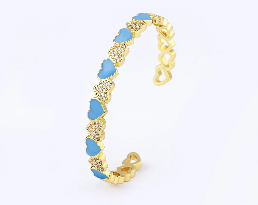 Nidin Trendy 5 Farben Geöffnete Armbänder für Frauen Gold Überzogene Herz Romantische Liebe Schmuck Zubehör Emaille Verstellbare Armband Geschenk – Detail 19