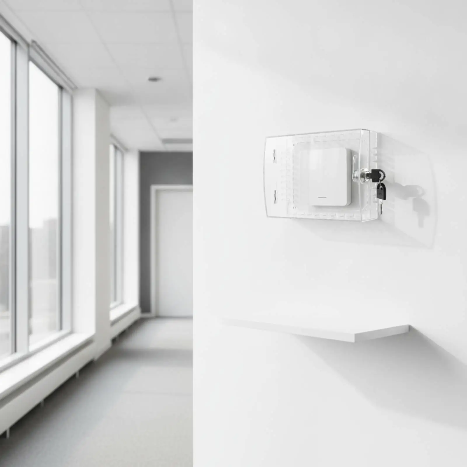 Thermostat Lock Box Transparent Thermostat Cover with Key for Offices, Landlords