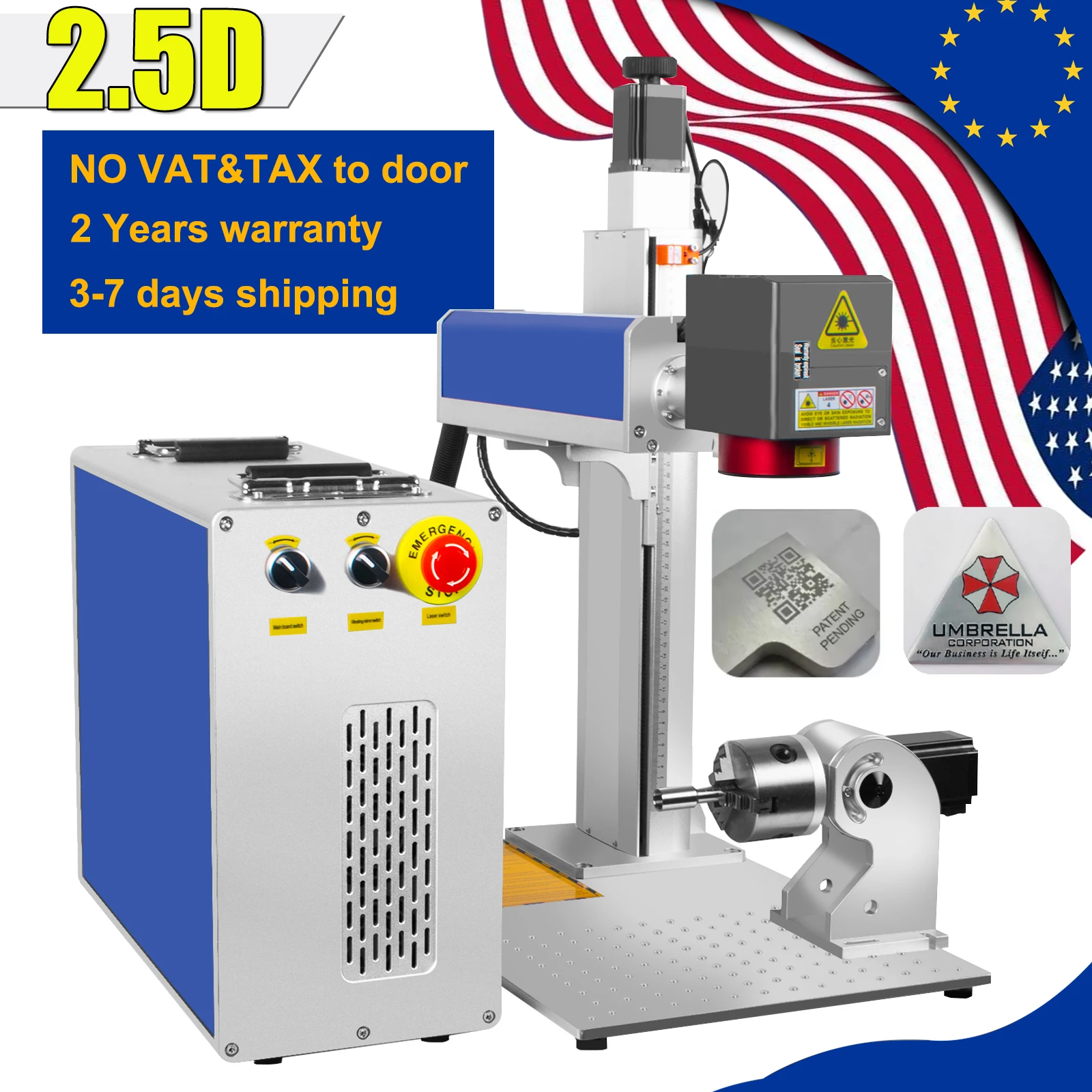 เครื่องแกะสลักเลเซอร์ไฟเบอร์ 2.5D JPT MOPA 300W EZCAD 3.0 พร้อมบอร์ดแท้ BJJCZ สำหรับงานแกะสลักลึกบนโลหะ