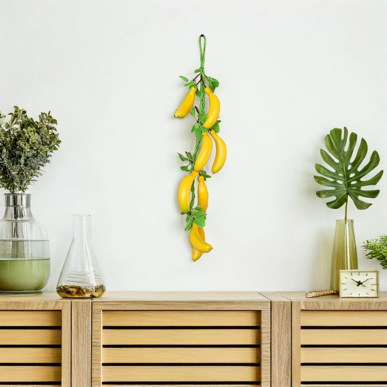 

2Pcs Simulation Banana Pendant Lifelike Fake Fruit Hanging Craft Decorative Ornament for Wall Home Garden Fruit Decoration