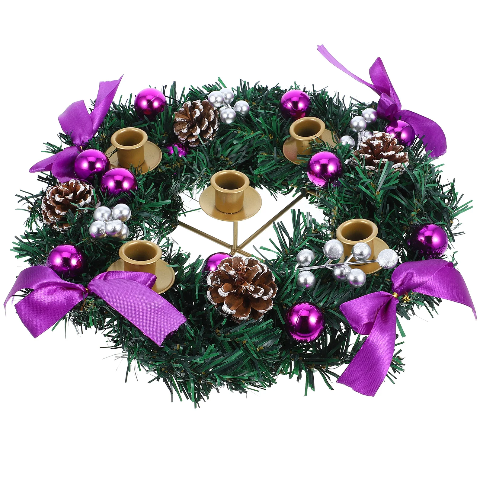 

1pcs Advent Wreath Candlestick Red Berry Christmas Candles Holder Holiday Tabletop Decoration Christmas Centerpiece Stand