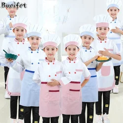 Girls Chef Uniform Child Kitchen Hat Cap Work Jackets Cook uniform Restaurant Halloween Performance Stage Party Cosplay Costume