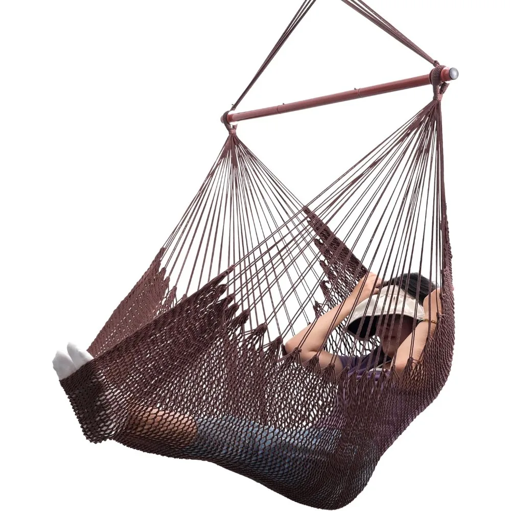 Large Hammock Chair,Caribbean Hammock Chair with Spreader Bar,Large Hammock Swing Chair,Rope Hanging Chair for Indoor/Outdoor/Ba