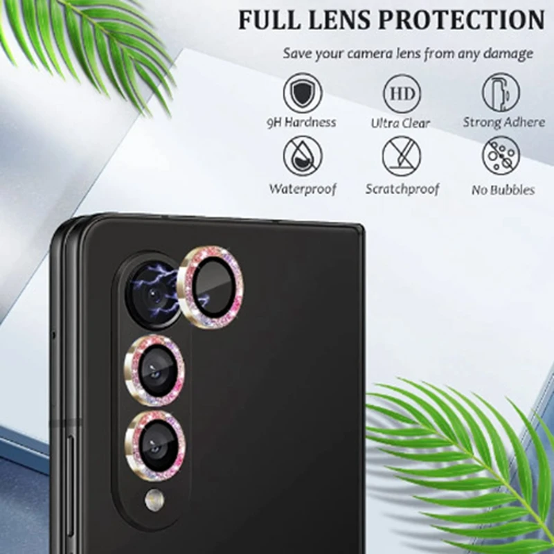 Glitter Camera Lens Protector For Samsung Galaxy Z Fold 5 6 Diamond Metal Lens Ring Glass For Samsung Z Flip5 6 Cover