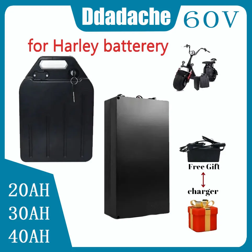 Batterie au lithium 18650 pour moto électrique Harley 60V 20Ah 30Ah 40Ah, adaptée aux scooters électriques CityCoco
