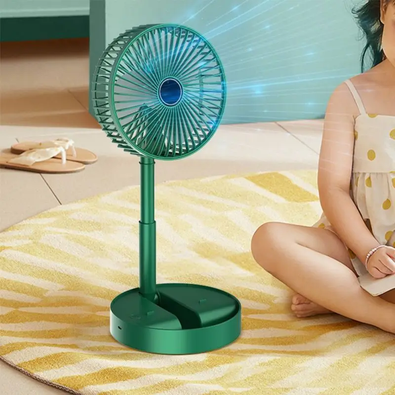 Telescopic Folding Fan Portable Fan Rechargeable Mini Folding Telescopic Floor Low Noise Summer Fan Cooling Household Bedroom