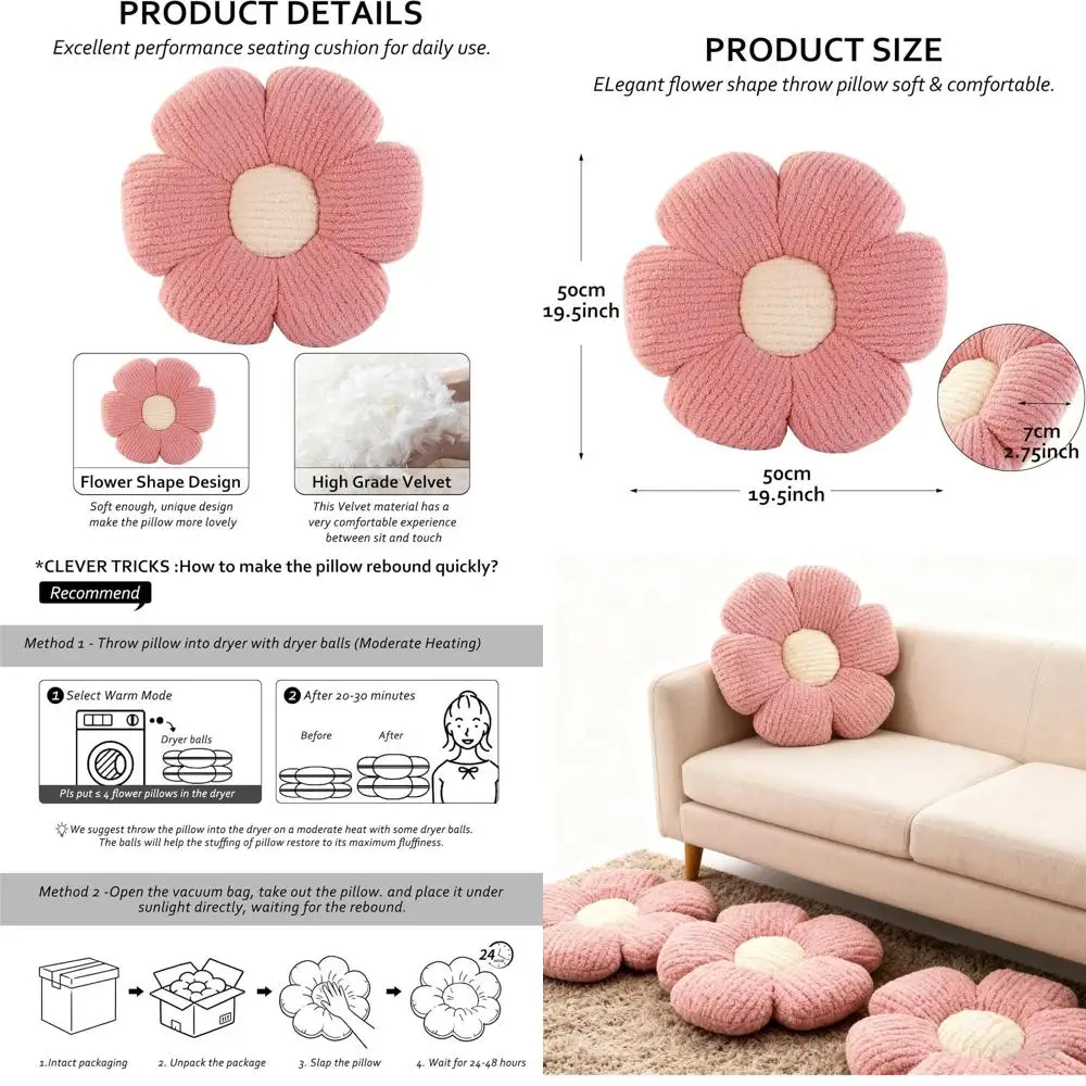 

Подушка с цветком лаванды, плюшевая и мягкая для домашнего декора Lavish, розового цвета