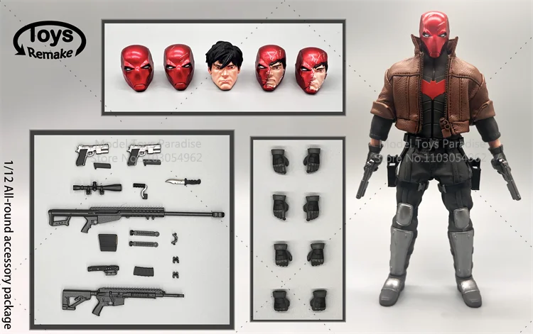 ToysRemake TRD001 1/12 Collectible Figure Red Hood Weapon Hand Shaped Head Carving Accessory 6Inches Men Soldier Action Figure