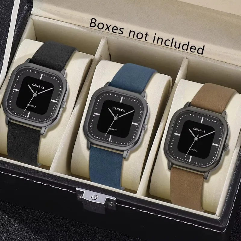 

Модные мужские часы с квадратным циферблатом, минималистичные кварцевые часы, повседневные наручные часы с кожаным ремешком, relógios masculino (без коробки)