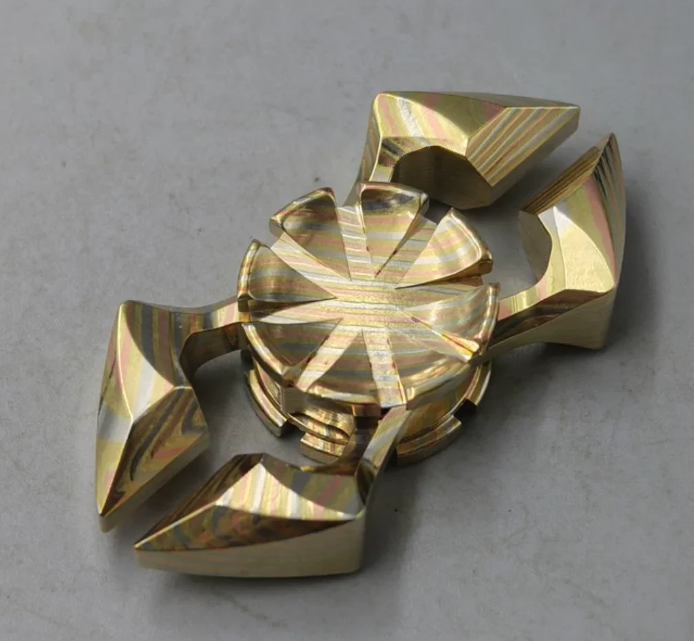 USED EDC Magic Play Two Leaf Scorpio mokume spinner fingertip gyroscope Decompression toys