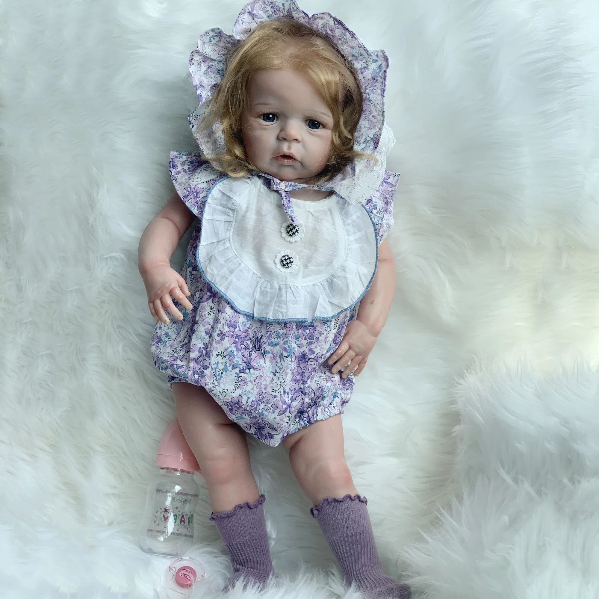 65cm Finished Standing Sandie Reborn Toddler Doll 3D Painted Skin Lifelike Real Bebe Reborn With Rooted Hair Muñecas Para Niñas