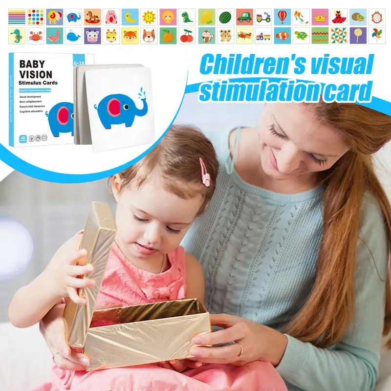 Baby Vision Stimulation Toddler Learning Cards High Contrast Visual Stimulation Learning Activity Flashcard For Children 0-3