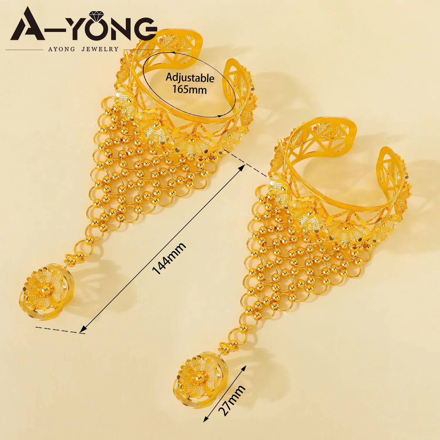 Äthiopisches Brautschmuck-Set Habesha Mode Hohles Armband mit Ring Ohrringe Afrikanischer Damenschmuck für Veranstaltungen und Partys – Detail 2