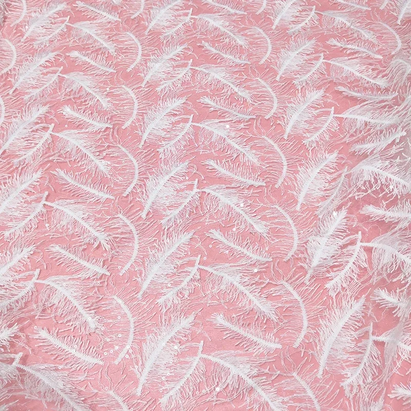 Feather Lace Tablecloth Fabric Backdrops DIY Apparel Sewing For Baby Shower Wedding White Pink Tablecover Decor 90*130CM