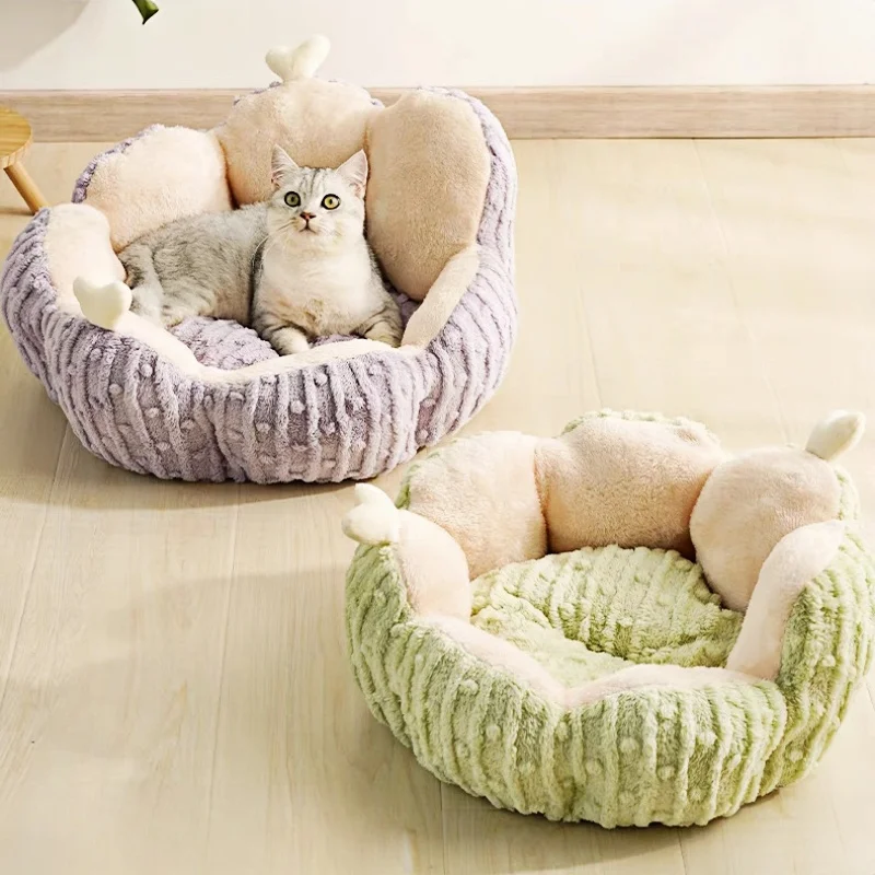 

Cats Bed Plush Houses Warm Beds Winter Dog Mat Habitats All Pet Supplies House Accessories Basket Puppy Products Kitten Goods