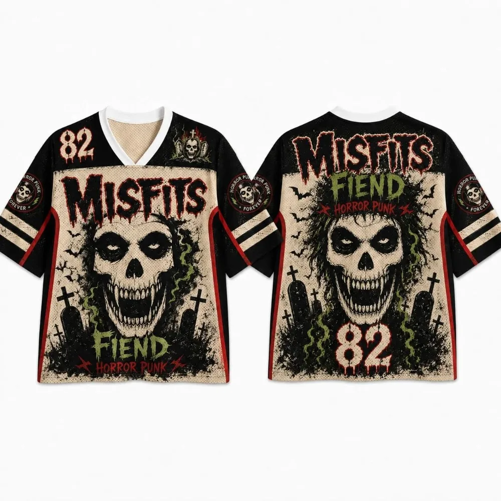 Retro Horror Skull Misfits 3Dprint Men Women's V-neck Sport Baseball T-shirt Rock Hip-hop Street Fashionable Trend Family Outfit
