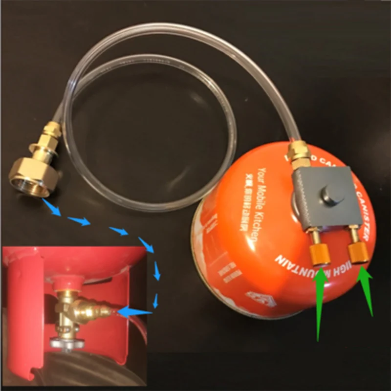 Asia Camping Gas Stove Refill Adapter Butane tank changer fill and drain valve with PU tube