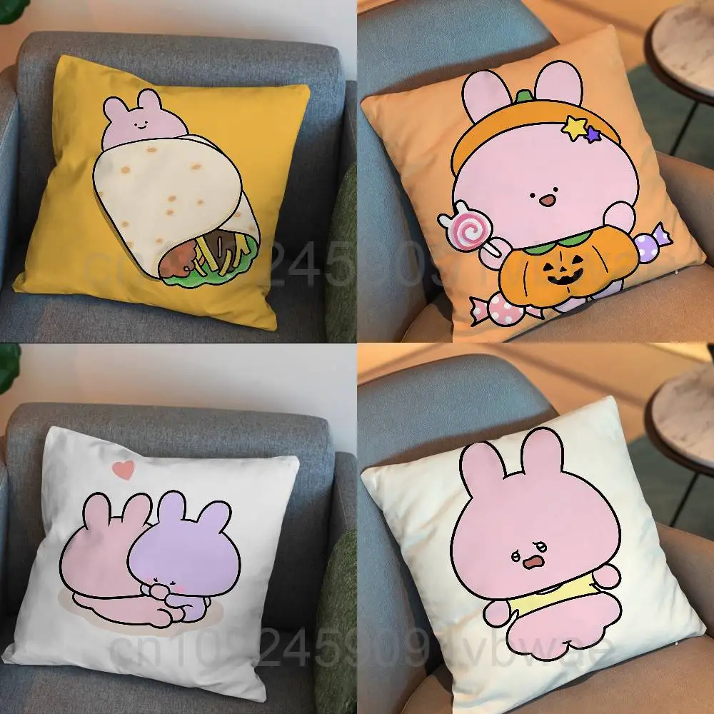 cute Rabbit Asamimichan Pillow Case Anti-dustmite Pillowcase Invisible zipper silky short plush Sofa cushion cover