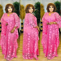 Elegant African Dresses for Women Traditional Dashiki Fashion Lace Boubou Plus Size Wedding Party Gown Muslim Kaftan Maxi Dress