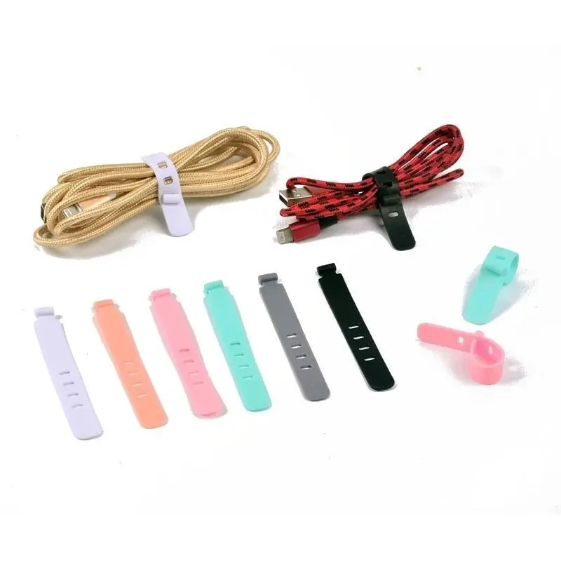 20/PCS Cable Organizer Ties Clip Charger Cord Management Silicone Wire Manager Mouse Earphone Holder Data Line Winder Straps