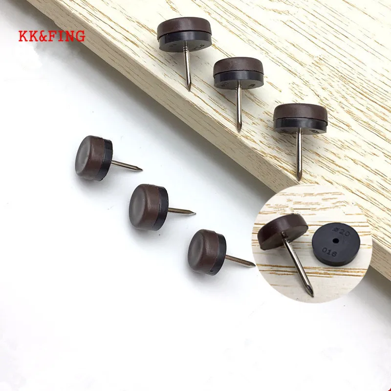 KK&FING 20 PCS Chair Table Furniture Leg Bottom Feet Plastic Pads Glides Skid Nail Wood Floor Furniture Protector Noise Killer