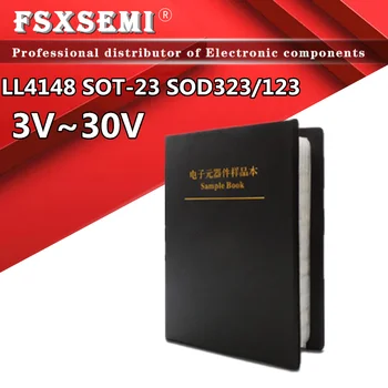 LL34 LL4148 SOT-23 SOD323 SOD123 3v-30v SMD Zener Diode Book 1/2W Package Assorted Kit Sample Book Commonly Used Sample Kit