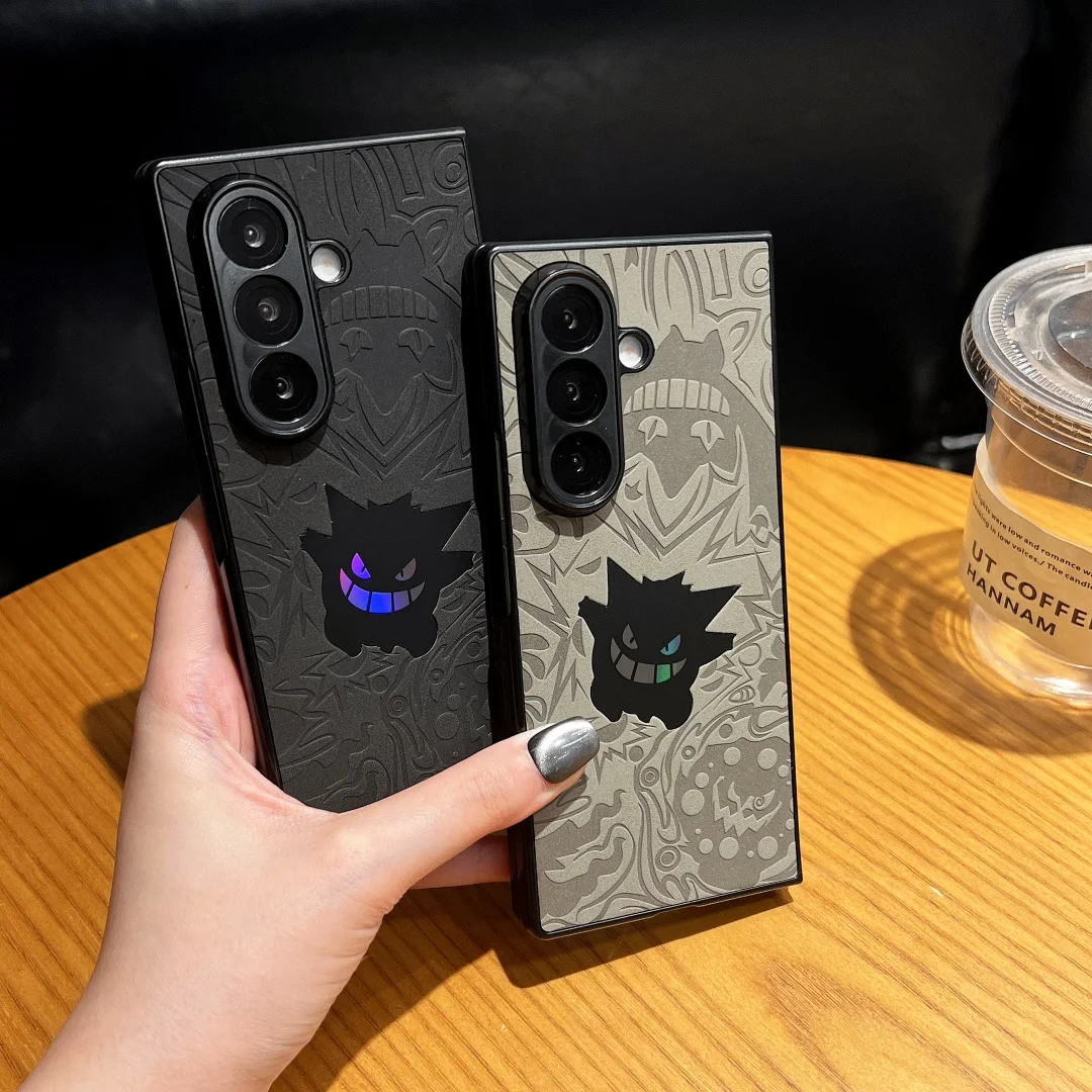 

P-Pokemon Gengar Anti-fur Laser Phone Case For Samsung Galaxy Z Fold 7 6 5 4 Fold5 Fold6 Shockproof Protective Hard Back Cover﻿