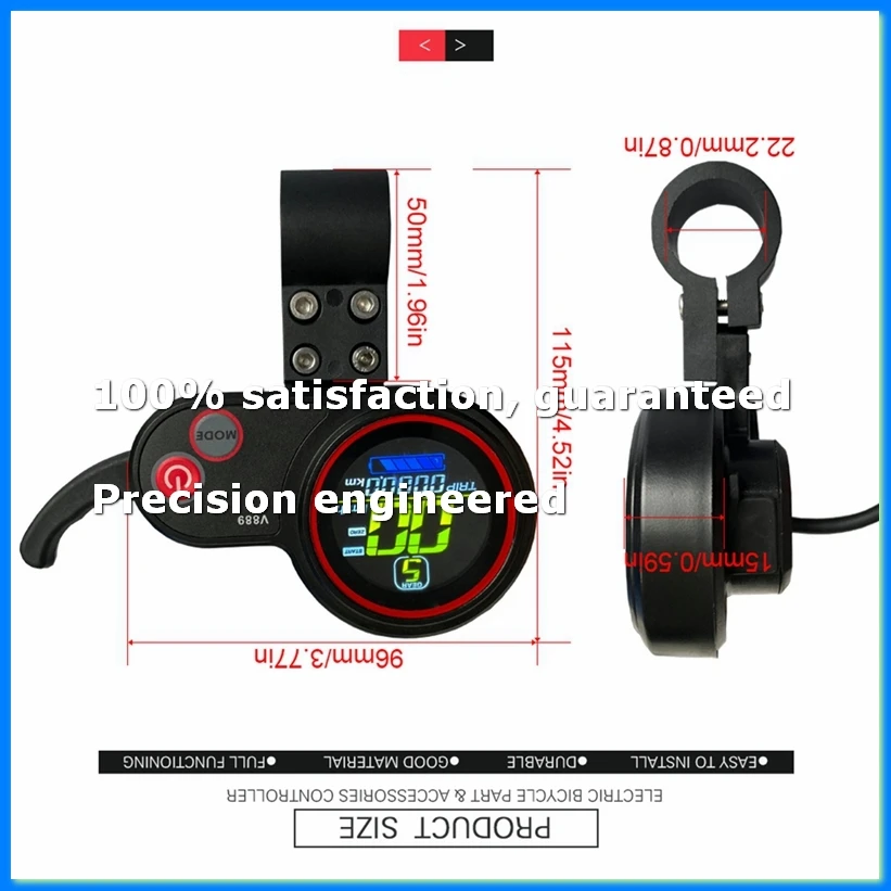 36V 48V 1000W/1500W 35A Electric Bike Controller with LCD Display Thumb Throttle for Ebike Electric Scooter-A49I