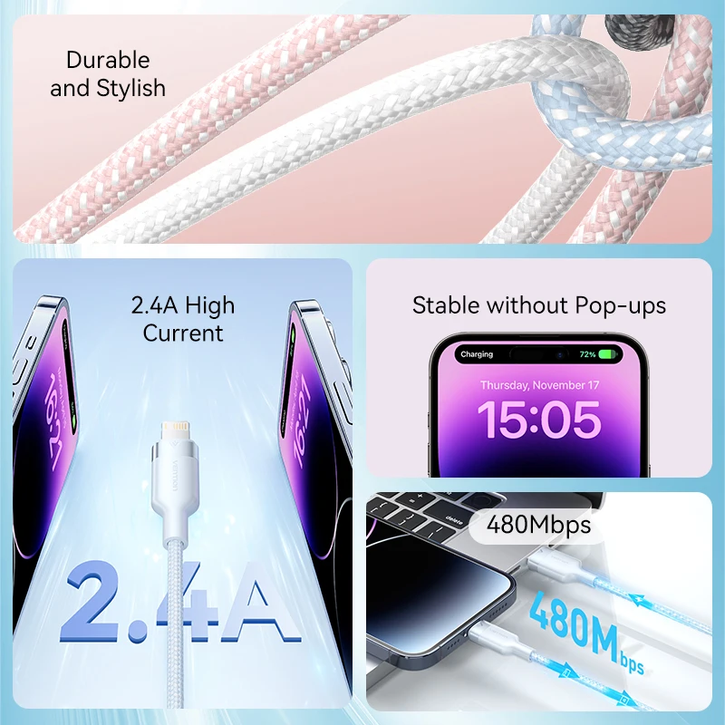 USB-кабель Vention с Lightning для iPhone 14, 13, 12, 11, X, 8 Pro Max, 2,4 А