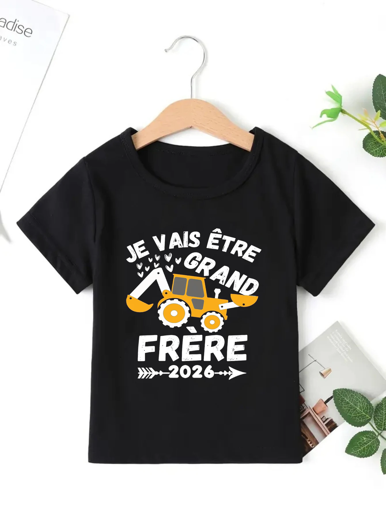 

French I'M Going To Be A Big Brother Truck Printed T Shirt Boys Pregnancy Announcement Shirt Kawaii Kids Clothes Summer T-Shirt