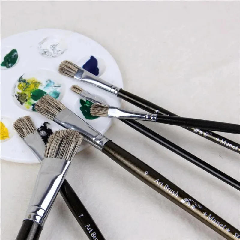 6pcs/Set,High Quality flower pig bristle tongue peak oil painting brush suit art supplies painting pen painting brush in paint