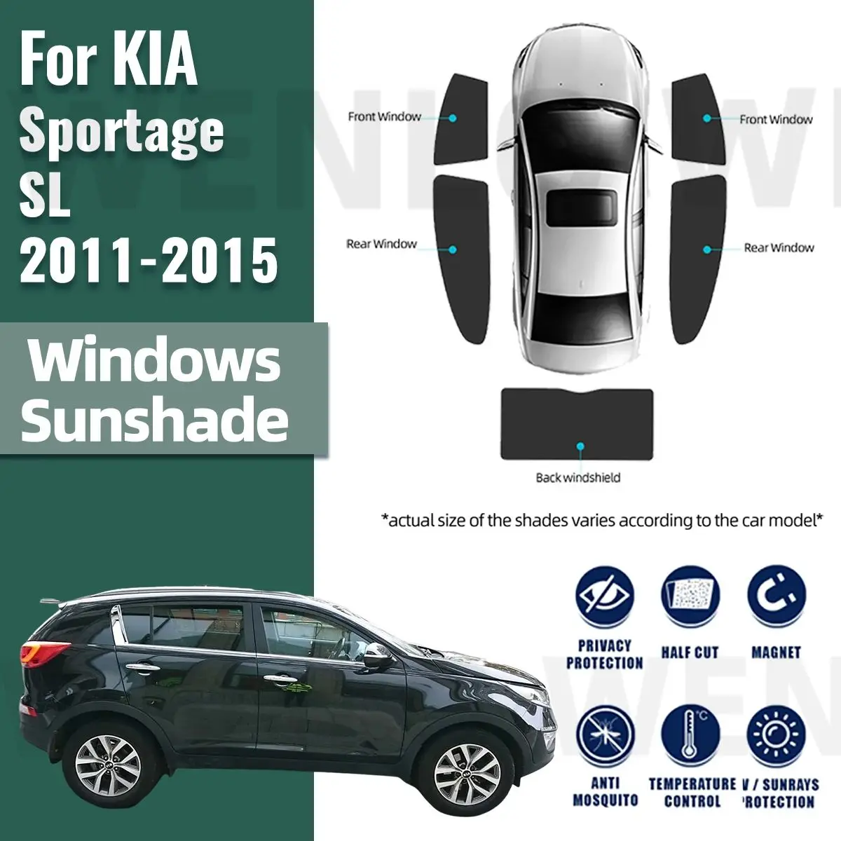 

For KIA Sportage SL 2011-2015 Magnetic Car Sunshade Shield Front Windshield Frame Curtain Rear Side Window Sun Shades