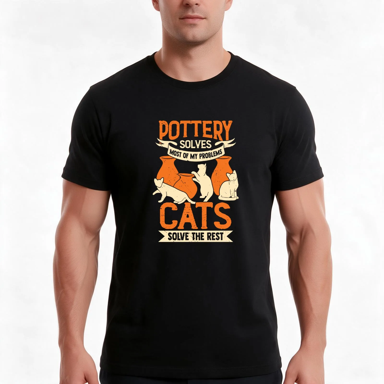 Ceramicist Pottery Maker Cat Lover Gift T-Shirt Summer Casual Cotton Tee Oversized Streetwear Tops Vintage Graphic Print