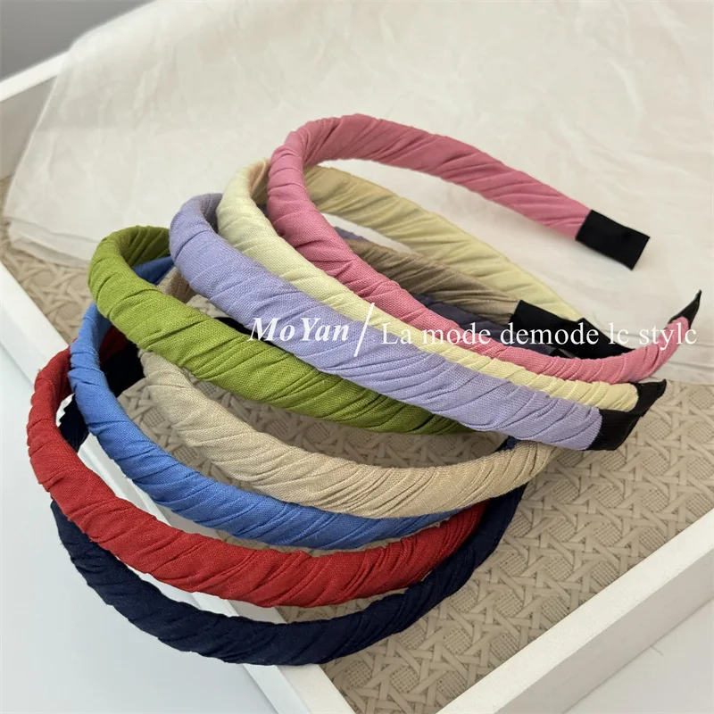 

Korean Style Folded Colorful Cloth Hairband Women's New 2025 Fashionable Versatile Headband Daily Outdoor Face Wash Hairpin