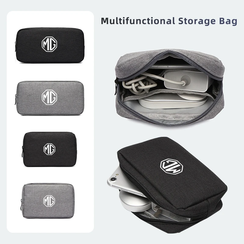 

Car Data Cable Storage Bag Travel Digital Electronic Organizer Sticker For Morris Garages MG 6 3 5 7 TF ZR ZS HS GS GT