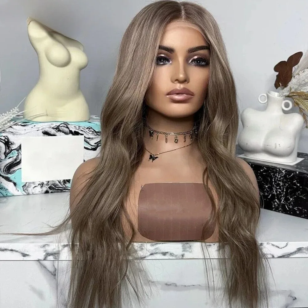 Ash Blonde Body Wave 13x4 Hd Synthetic Lace Front Wig Natural Wave Glueless Lace Wig Wear And Go Preplucked Baby Hair For Women